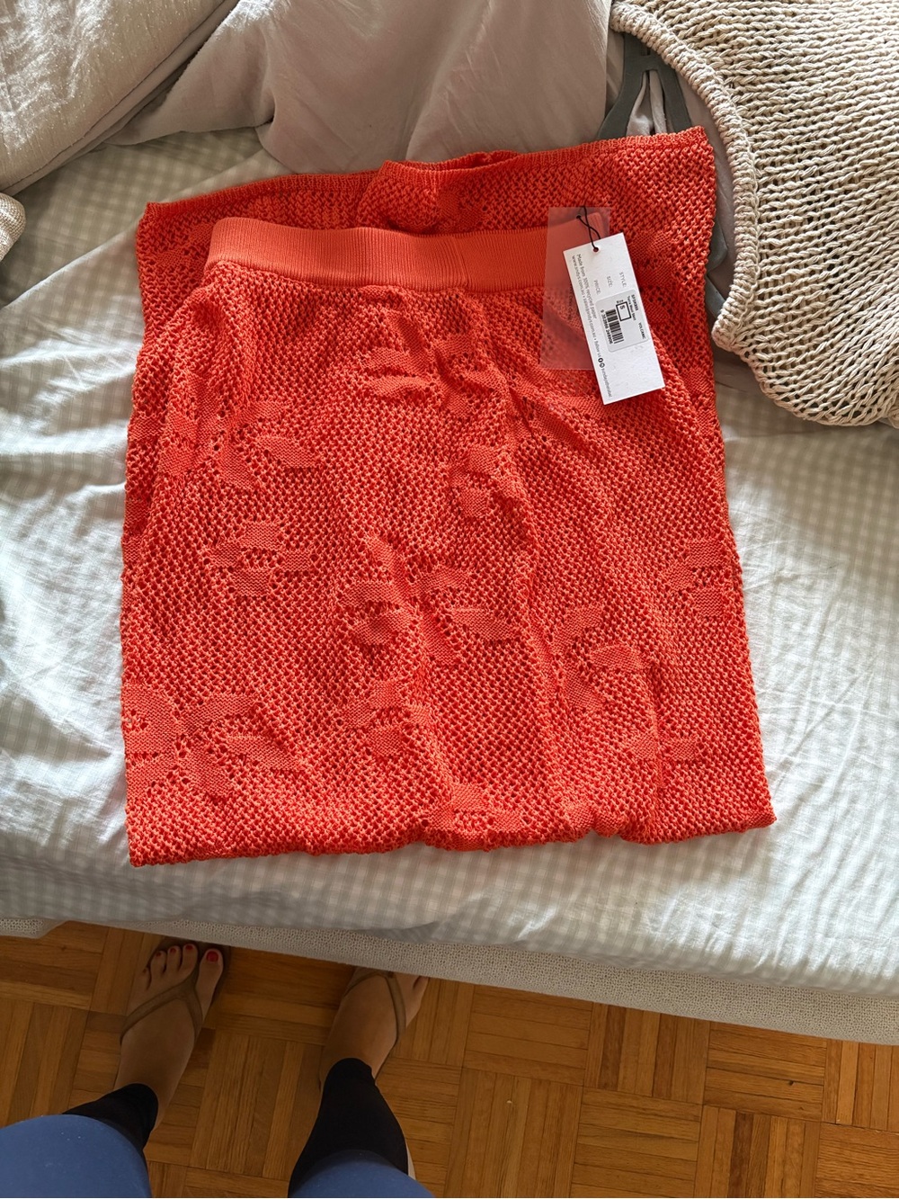 Open-Knit Orange Women's Swim Coverup Skirt